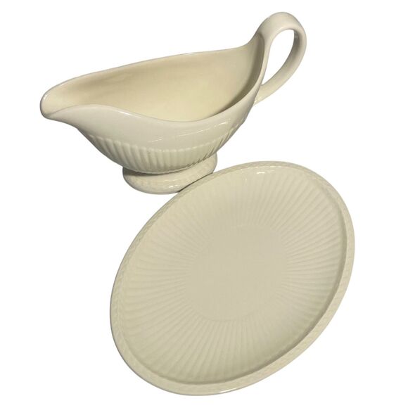 Wedgwood Etruria & Barlaston Edme Gravy Boat Underplate Lion Head Handle England - Picture 7 of 10